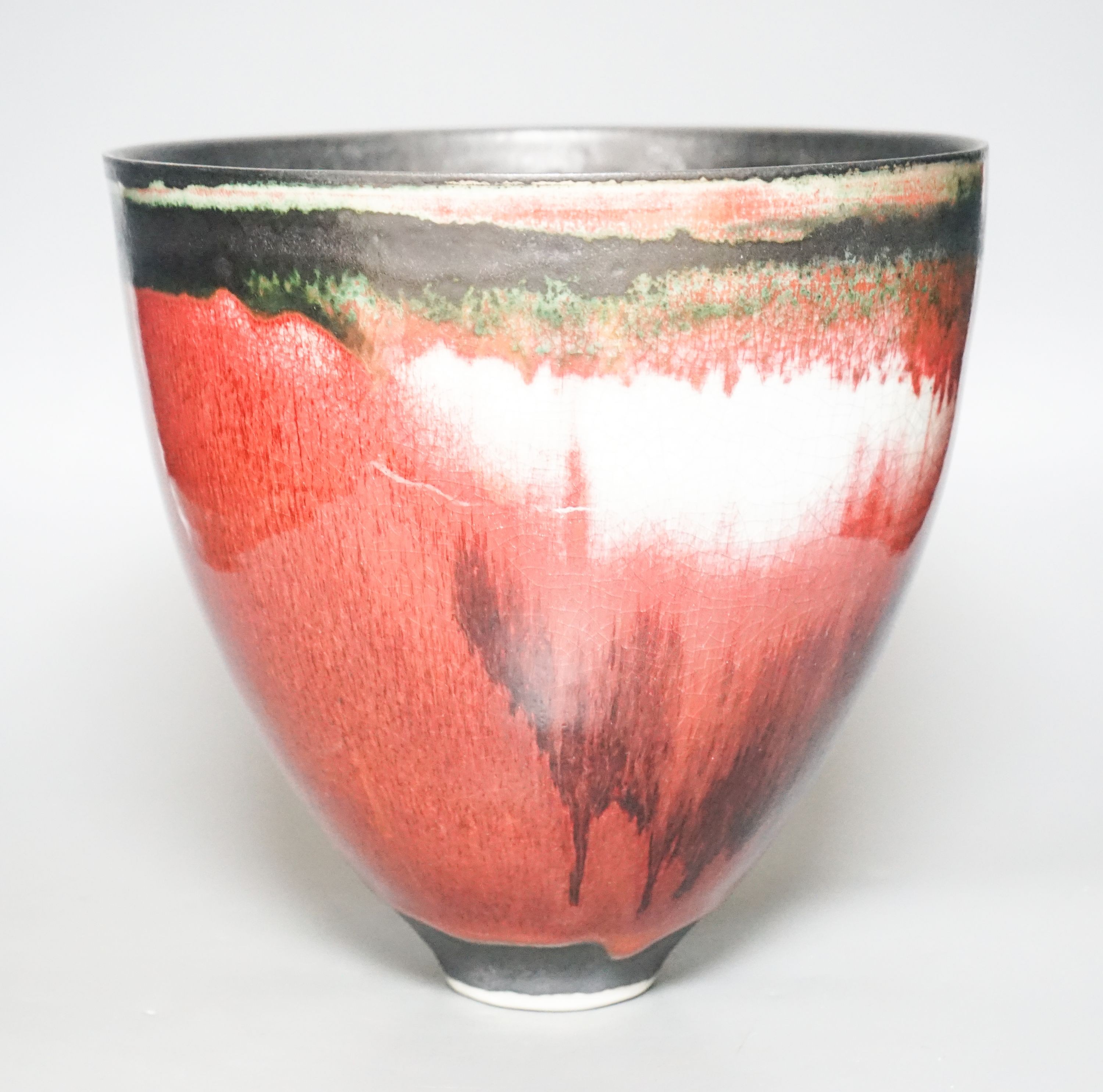 Eddie Curtis (b.1953), a large copper red and black glazed vase 25cm